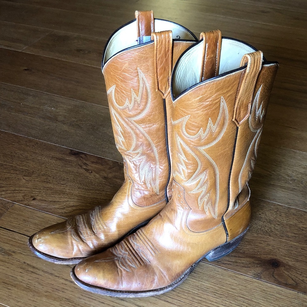 Rios of Mercedes Men's (?) Tan Leather Western Cowboy Boots size 10A